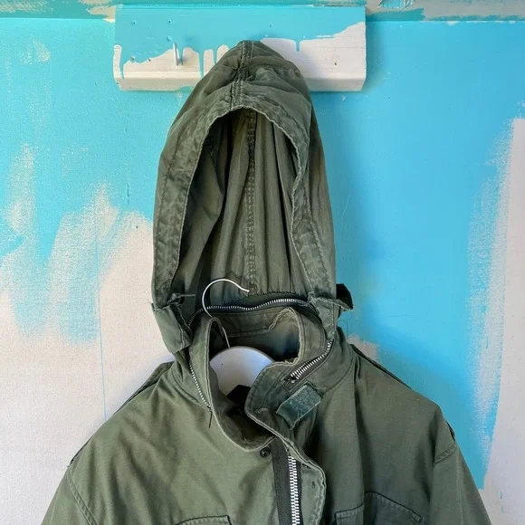 Vintage 1960s US Military M-65 Hooded Field Jacket Medium Army OG-107 No Liner - Picture 8 of 16
